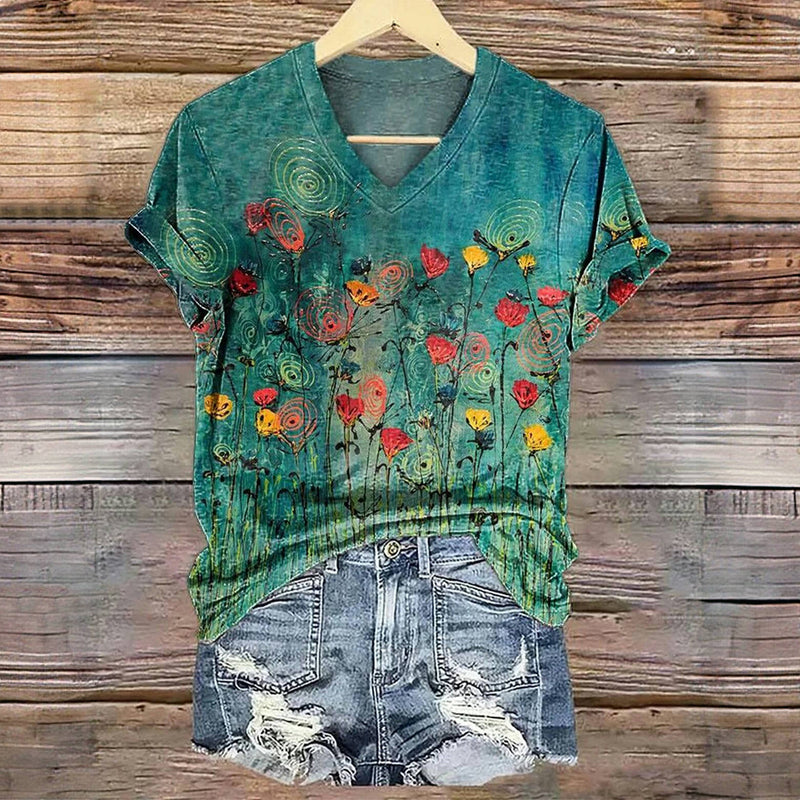 T-Shirt À Imprimé Floral Vintage