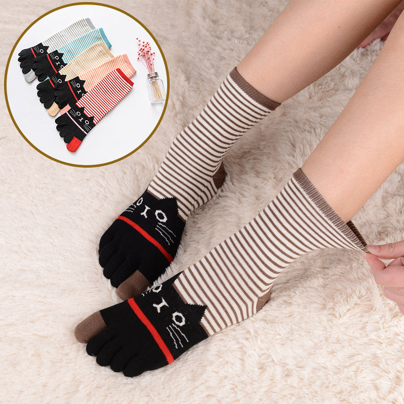 Chaussettes À 5 Doigts De Chat De Dessin Animé