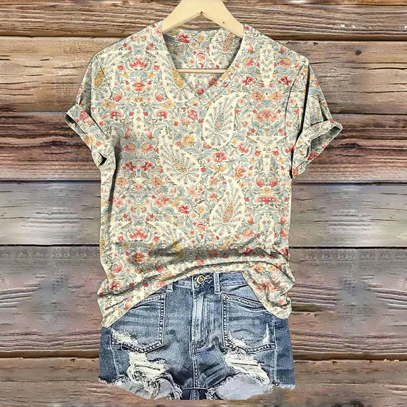 T-Shirt À Imprimé Floral Vintage