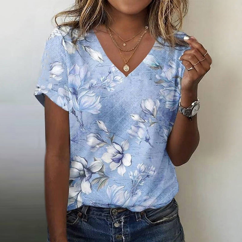 T-Shirt Décontracté À Imprimé Floral