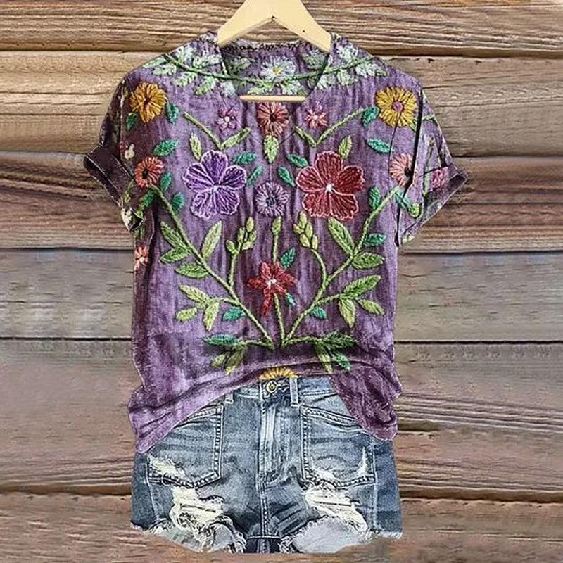 T-Shirt À Imprimé Floral Vintage