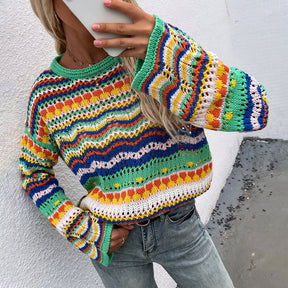 Pull En Tricot Rayé Colorées