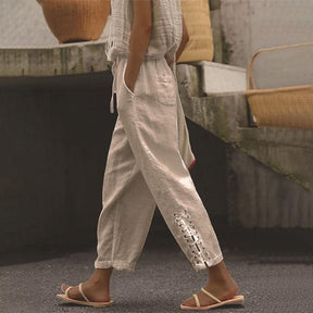 【Coton Et Lin】Pantalon Décontracté Confortable