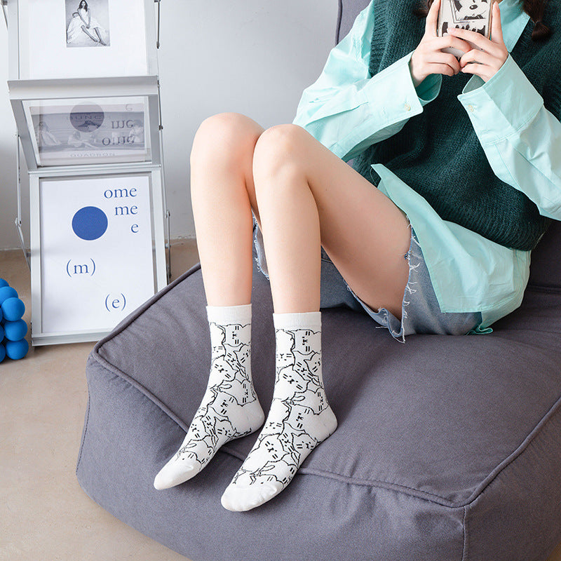 Chaussettes Décontractées À Motif De Chat