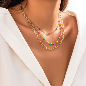 Collier Coeur Bohème Coloré