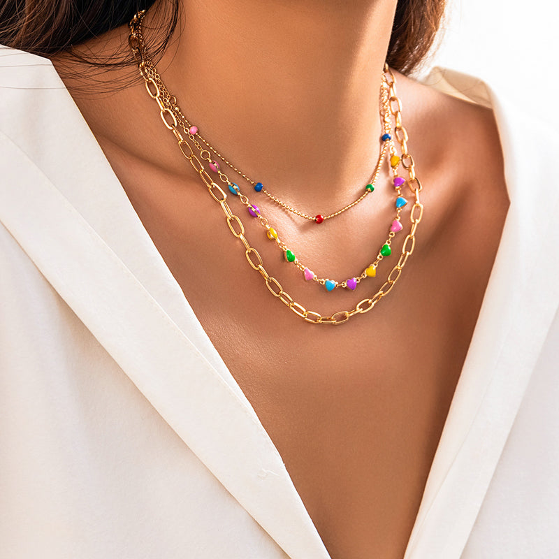 Collier Coeur Bohème Coloré