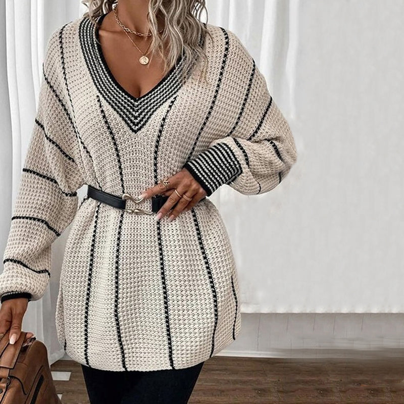 Pull En Tricot Rayé Décontracté