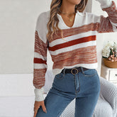Pull En Tricot Rayé Décontracté