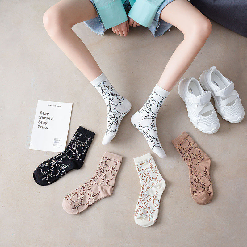 Chaussettes Décontractées À Motif De Chat