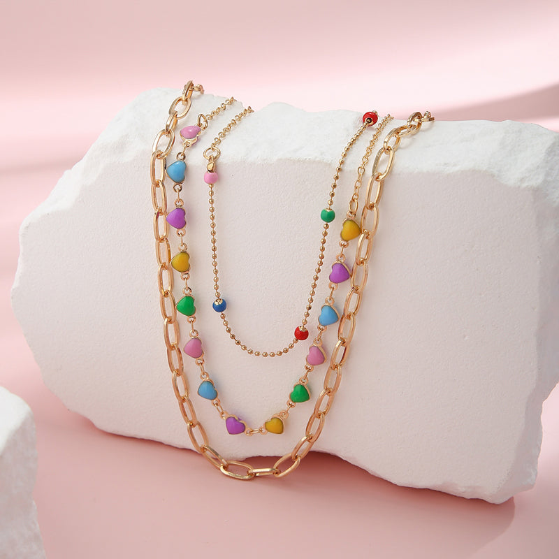 Collier Coeur Bohème Coloré