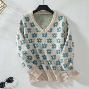 Pull Décontracté En Tricot Fleuri