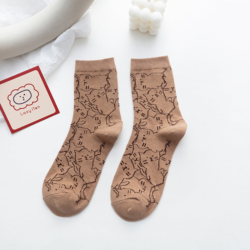 Chaussettes Décontractées À Motif De Chat