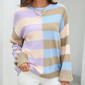 Pull Décontracté En Tricot Rayé