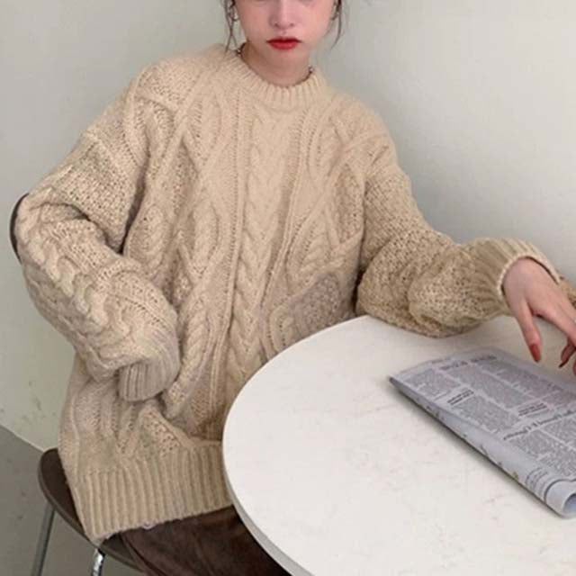 Pull Décontracté En Maille Torsadée