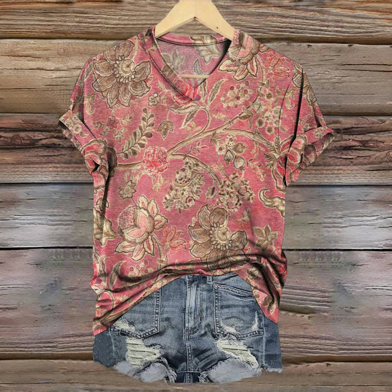 T-Shirt À Imprimé Floral Vintage
