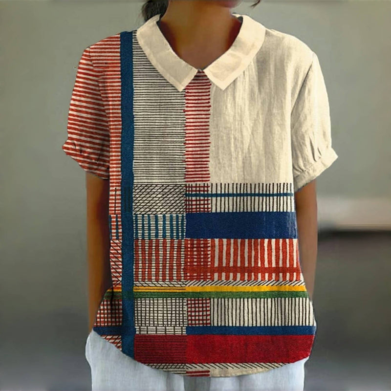Blouse À Rayures Colorées Vintage