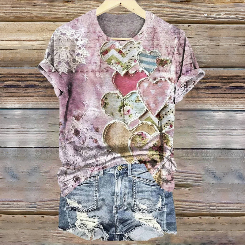 T-Shirt Décontracté Imprimé Coeur