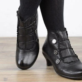Retro Lace Round Buckle Low Heel Martin Boots