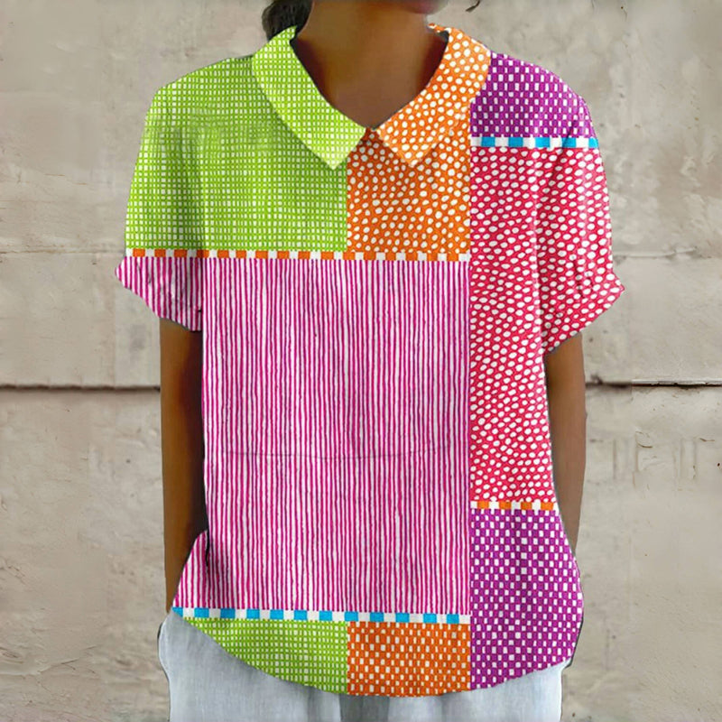 Blouse Vintage À Blocs De Couleurs