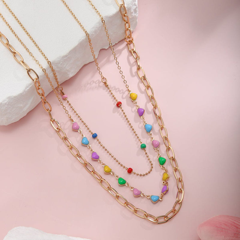 Collier Coeur Bohème Coloré