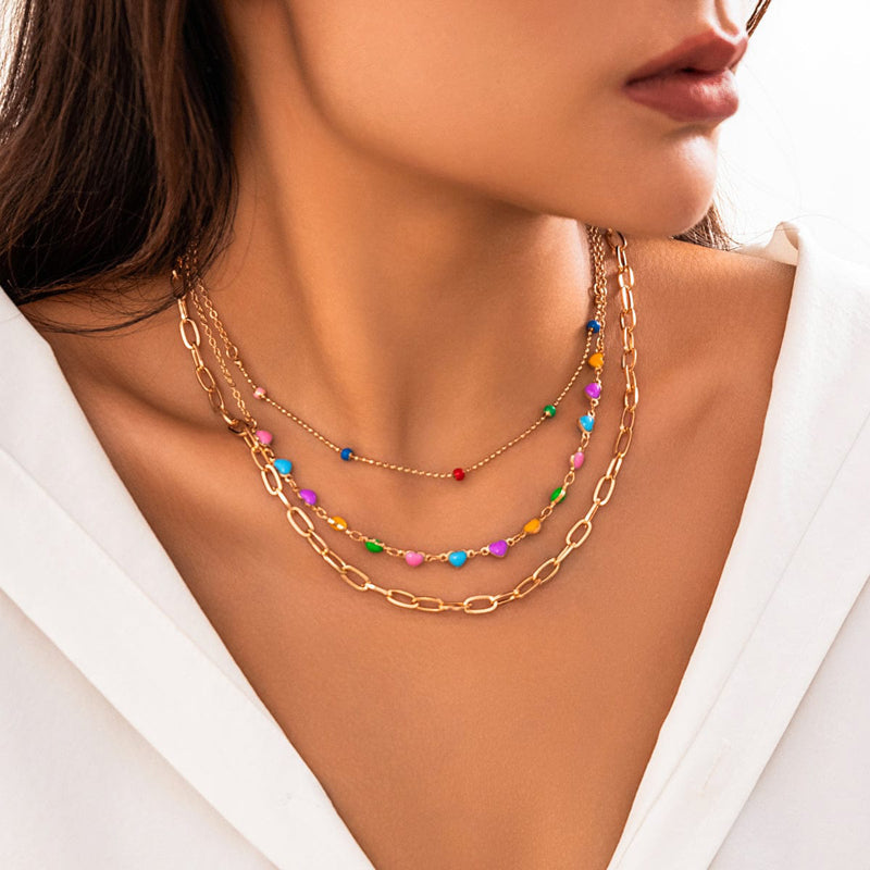 Collier Coeur Bohème Coloré