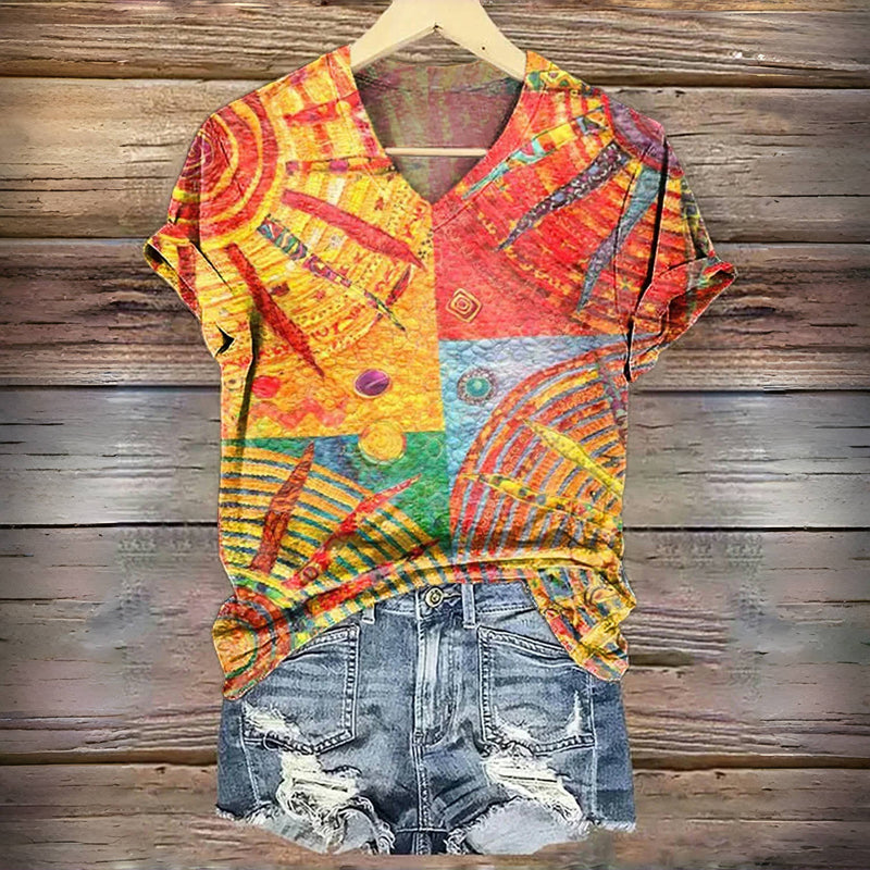 T-Shirt Imprimé Abstrait Coloré