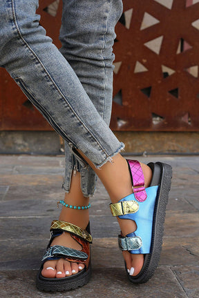 Fashionable Colorful Prism-shaped Thick-soled Beach Sandals