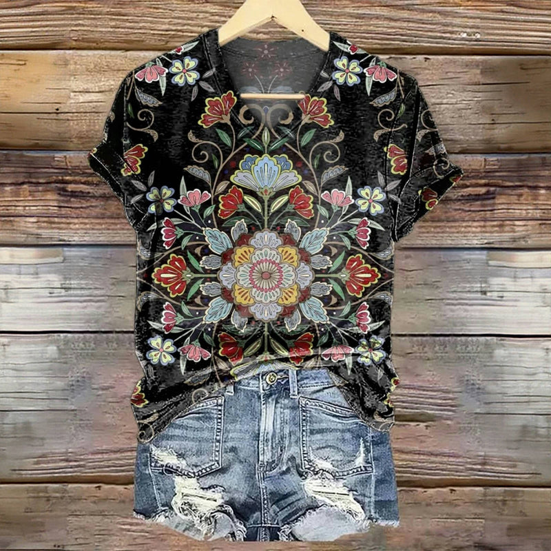 T-Shirt À Imprimé Floral Vintage