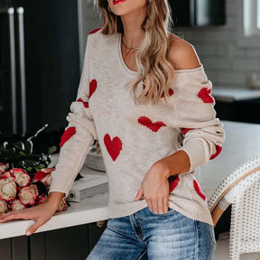 Pull En Tricot À Motif Cœur