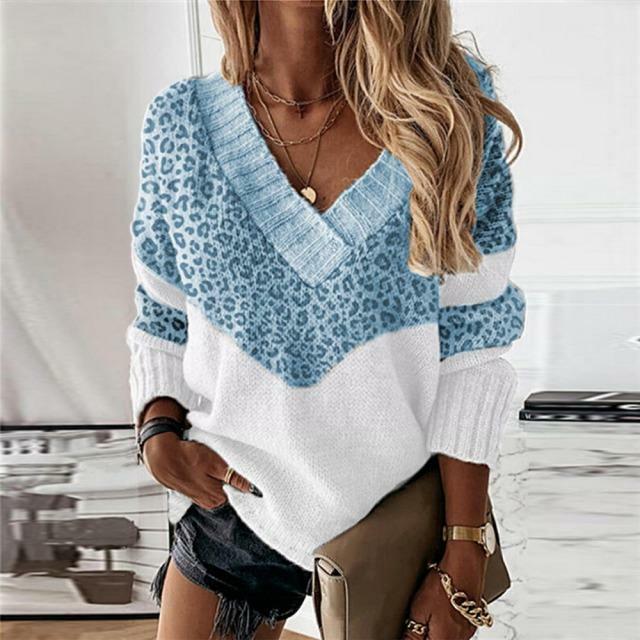 Pull Patchwork à Imprimé Léopard